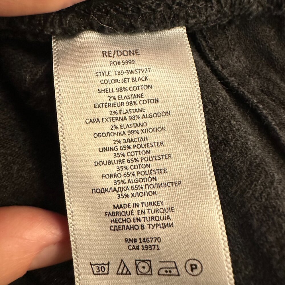 Re/Done high rise straight leg frayed hem jeans in jet black - 25 - Picture 9 of 9